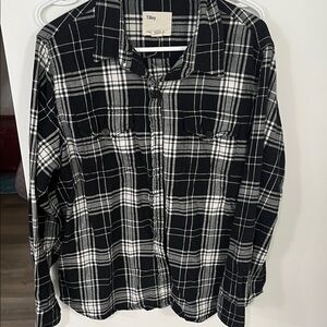 Tilley Black & White Plaid Button-Up Shirt